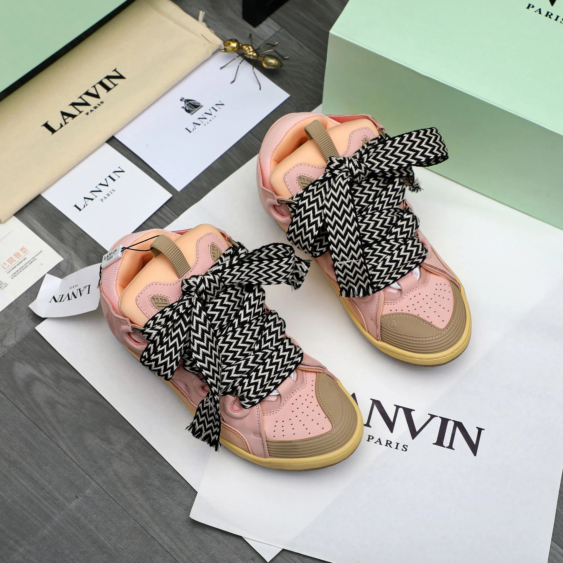 Men's shoes 💰740 [Lanvin] Lanvin high-end quality original couple's casual shoes - Upper: imported cowhide leather splicing breathable mesh - Inner lining: Lycra elastic lining - Outsole: original rubber outsole - Super high quality control·Fine workmanship: highlighted (high-end·luxury·grade) -Size: 36-45 (45 can be customized)